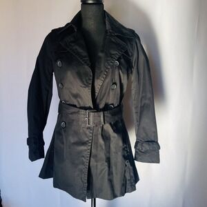 Banana Republic Women's Classic Black Trench Coat With Belt Size S-Petite
